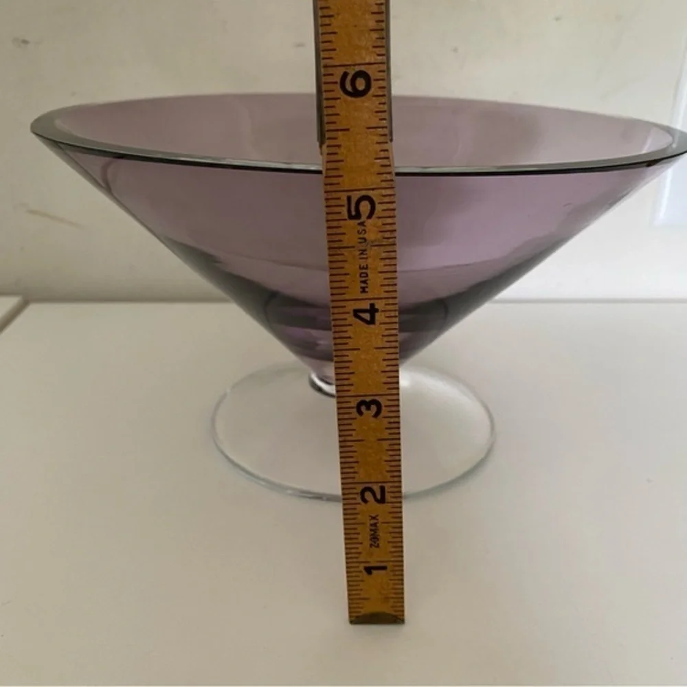 Crate&Barrel Purple Crystal Glass Footed Candy Dish Home Decor Accent NW…